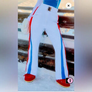 NEW  - PRETTYLITTLETHING SKI White and Red Fit And Flare Pants